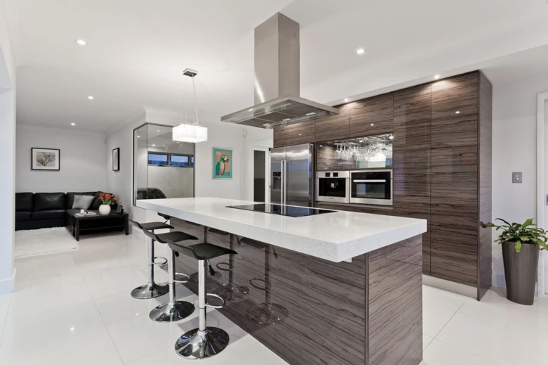 Modern kitchen island with induction cooktop