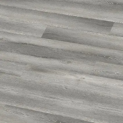 Šedá podlaha s dřevotiskem vhodná do koupelny.