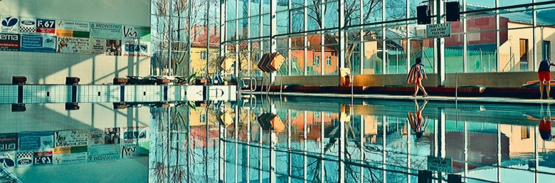 Indoor swimming pool with reflections