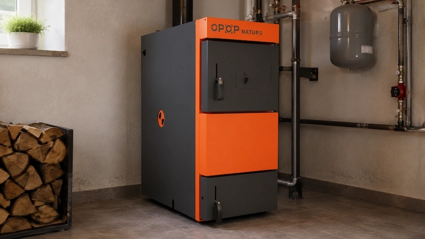 Wood pellet boiler room setup
