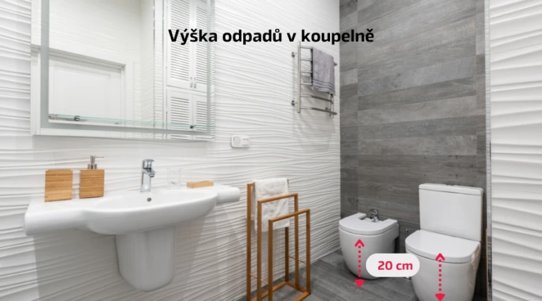 Měření výšky odpadní trubky u umyvadla v koupelně