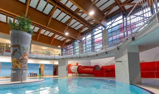 Indoor swimming pool with slides