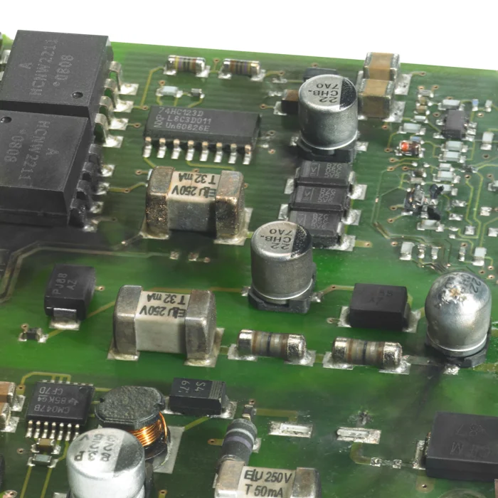 Zelená deska s elektronickými součástkami pro ochranu zařízení.