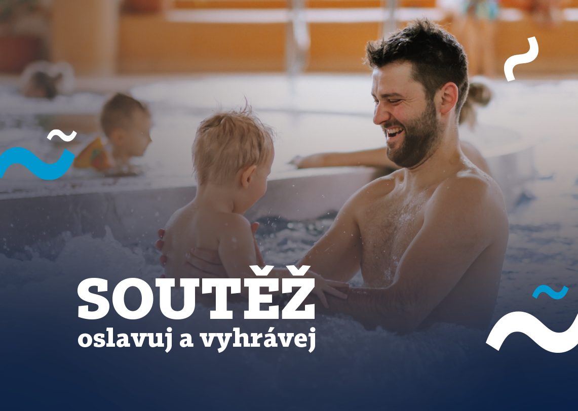Otec s dítětem v bazénu na vodě