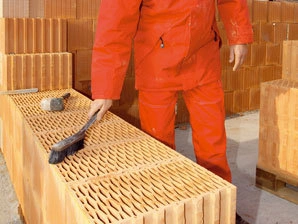 Construction bricks being handled