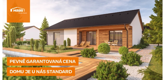 Moderní dřevostavba s bazénem a zahradou na klíč