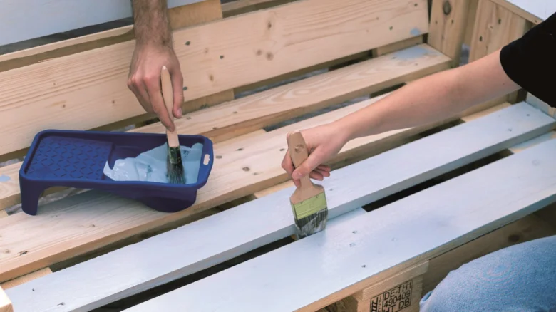 Painting wooden bench