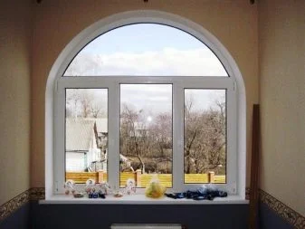 Velké obloukové okno ve štítu s vysokým parapetem.